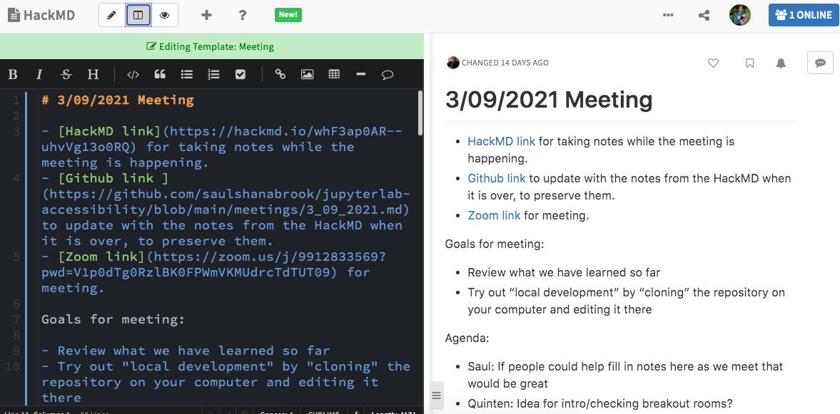 Screenshot of HackMD